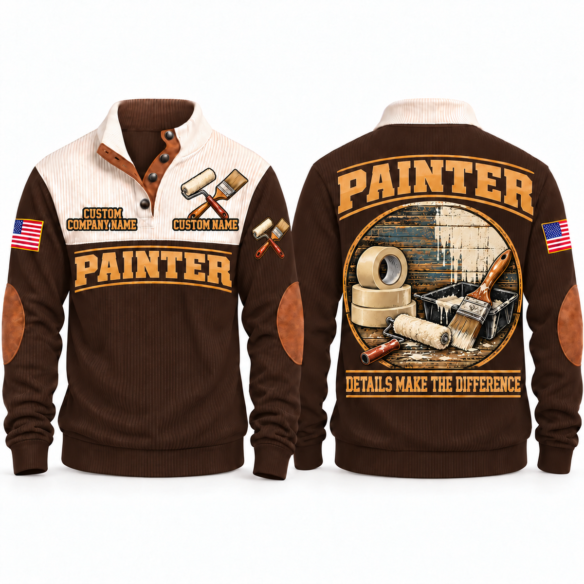 Personalized Painter Finished With Care Sports Sweatshirt — Brown variant