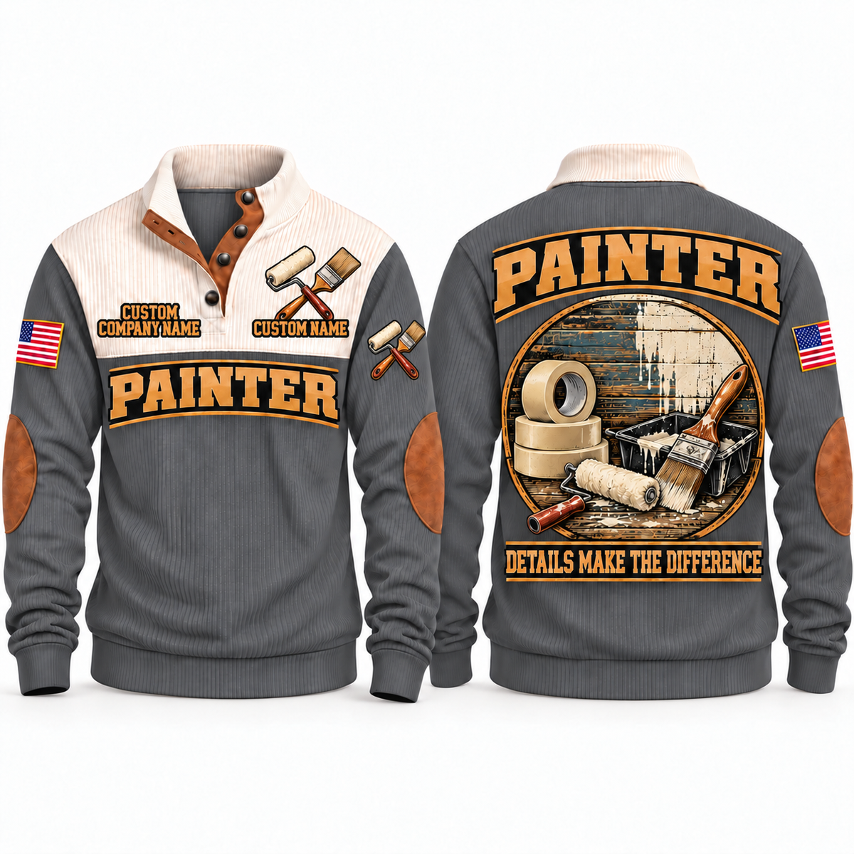 Personalized Painter Finished With Care Sports Sweatshirt — Grey variant