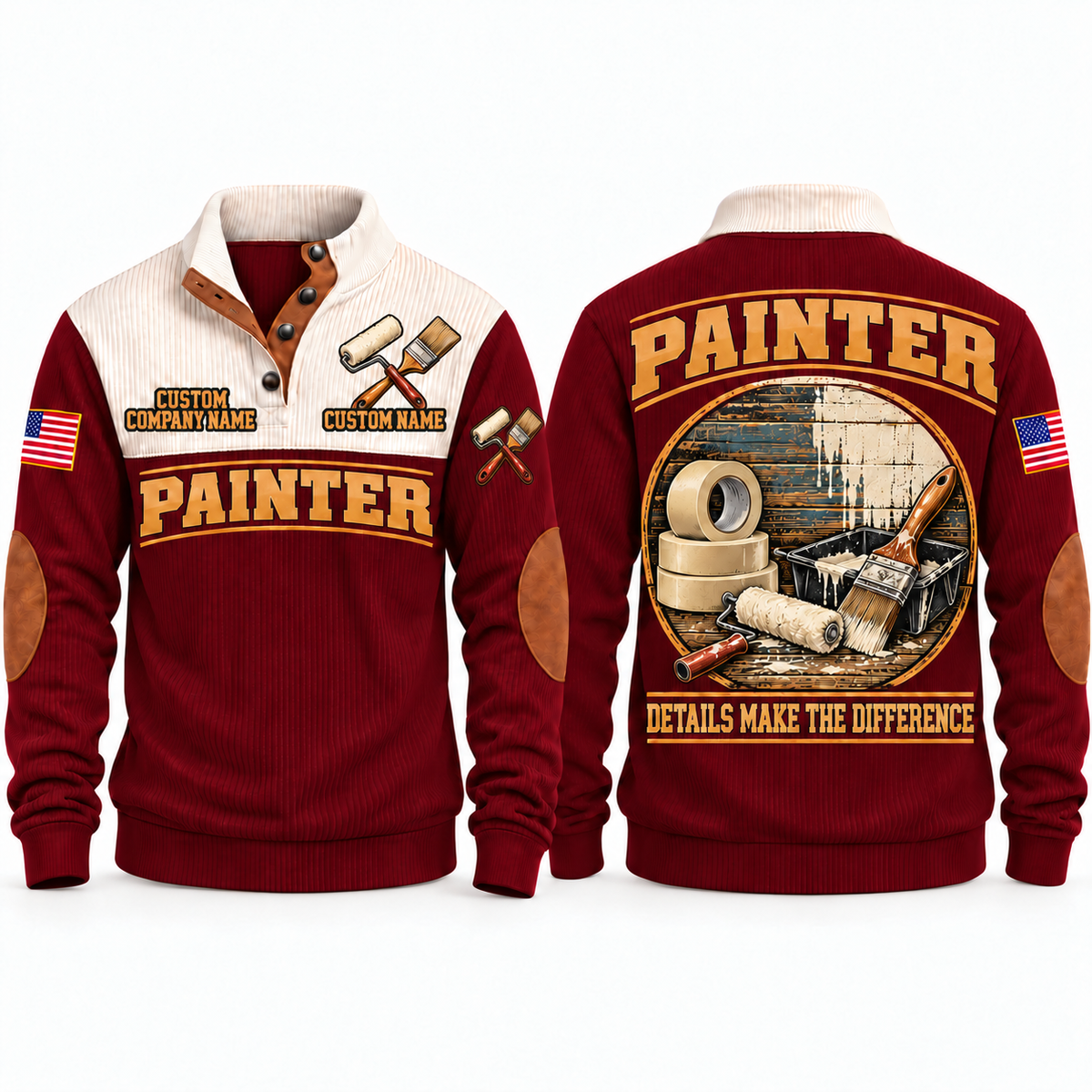 Personalized Painter Finished With Care Sports Sweatshirt — Jujube Red variant