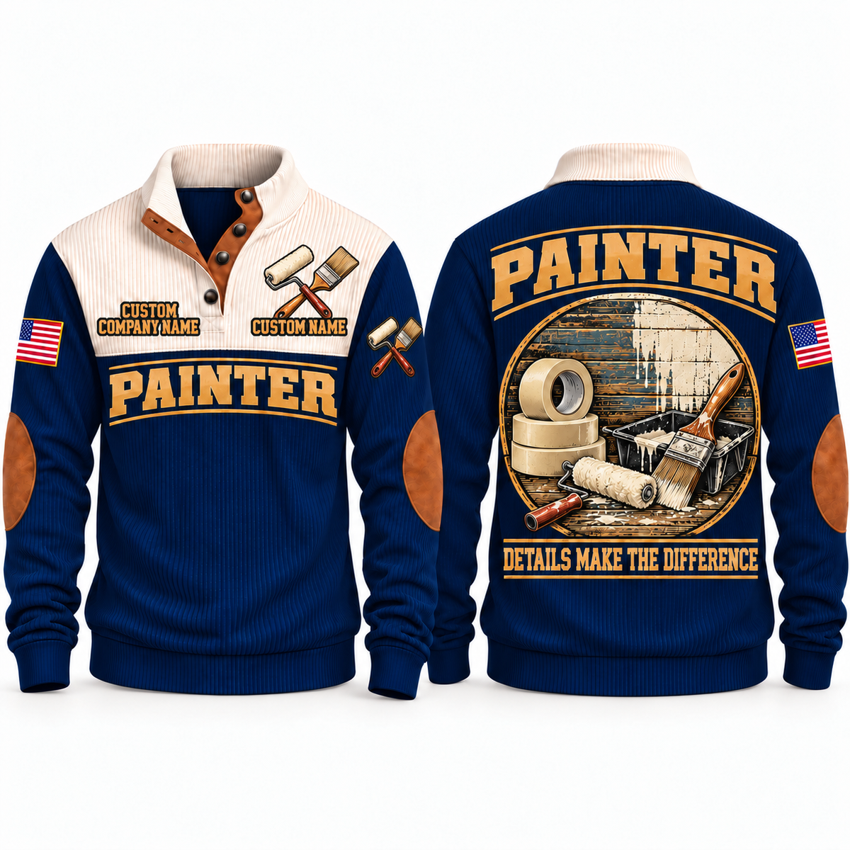 Personalized Painter Finished With Care Sports Sweatshirt — Navy variant
