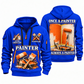 Personalized Painter Lifelong Craft Quarter Zip Hoodie — Blue variant