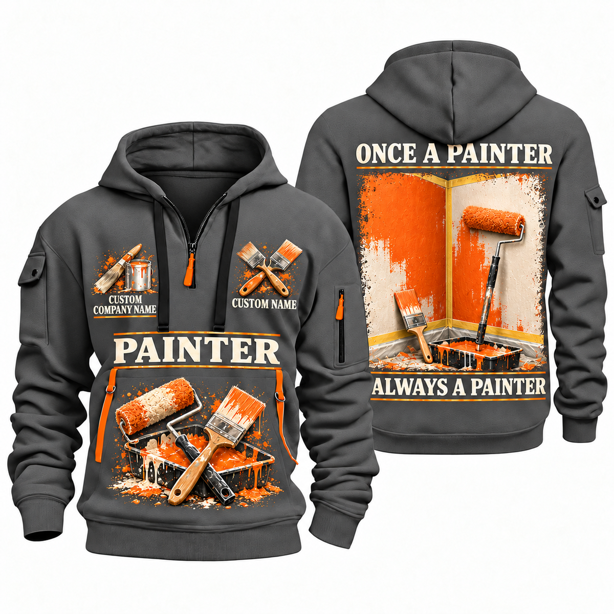 Personalized Painter Lifelong Craft Quarter Zip Hoodie — Gray variant