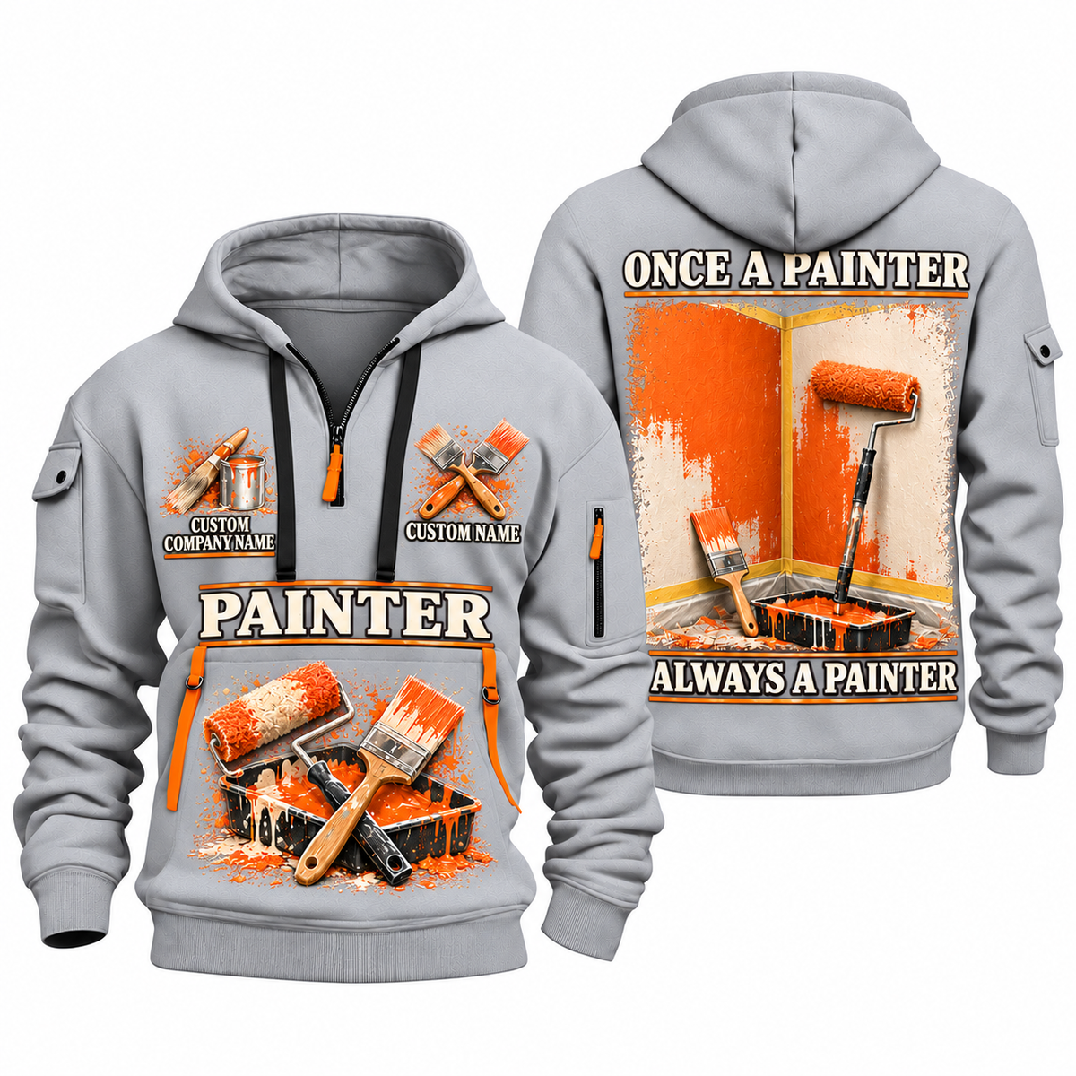 Personalized Painter Lifelong Craft Quarter Zip Hoodie — Light Grey variant
