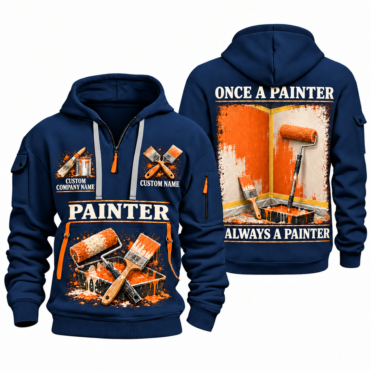 Personalized Painter Lifelong Craft Quarter Zip Hoodie — Navy variant