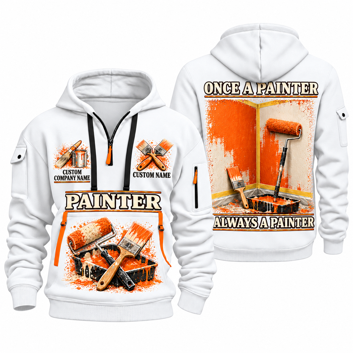 Personalized Painter Lifelong Craft Quarter Zip Hoodie — White variant