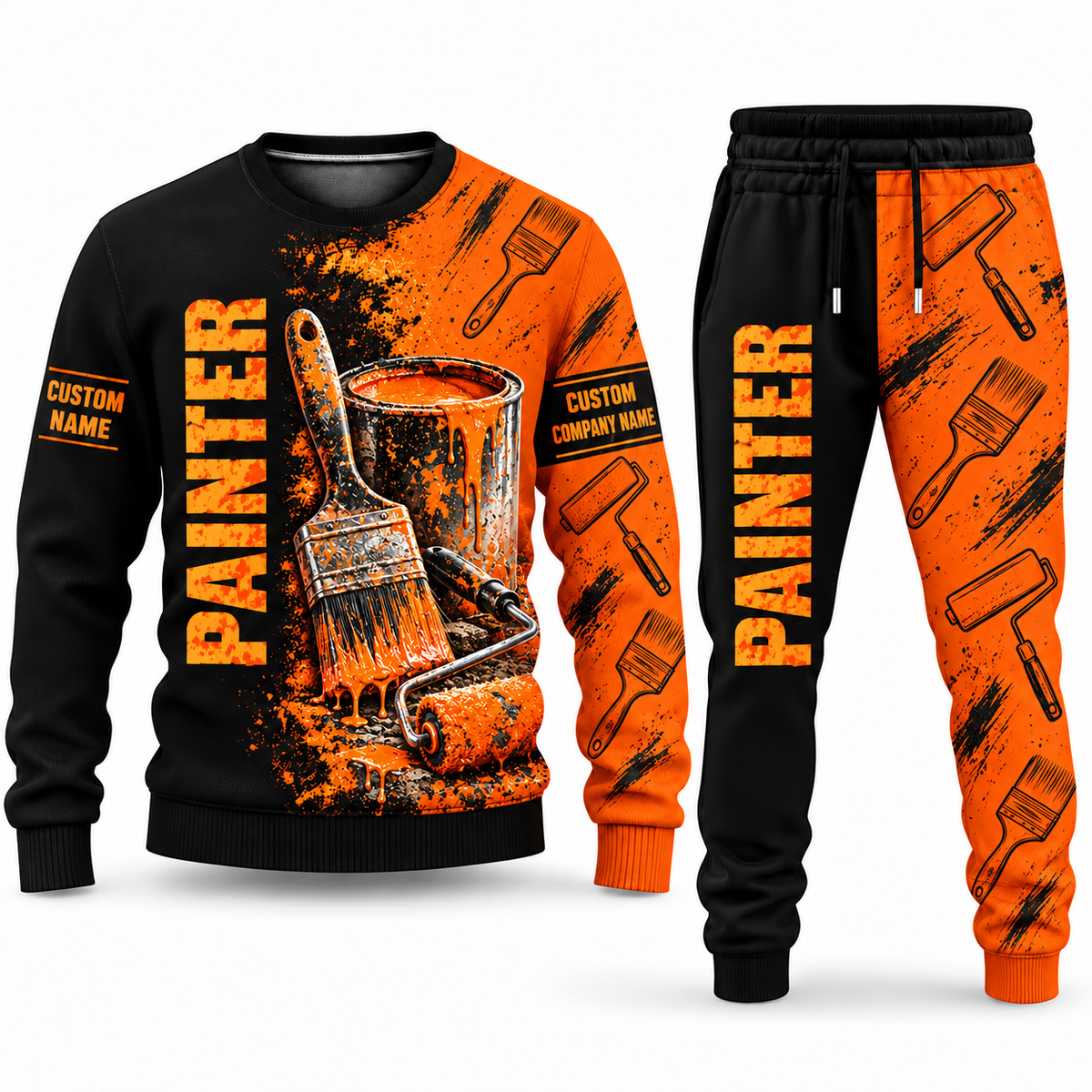Personalized Painter Vertical Split Sweater + Jogger Combo — Tools variant