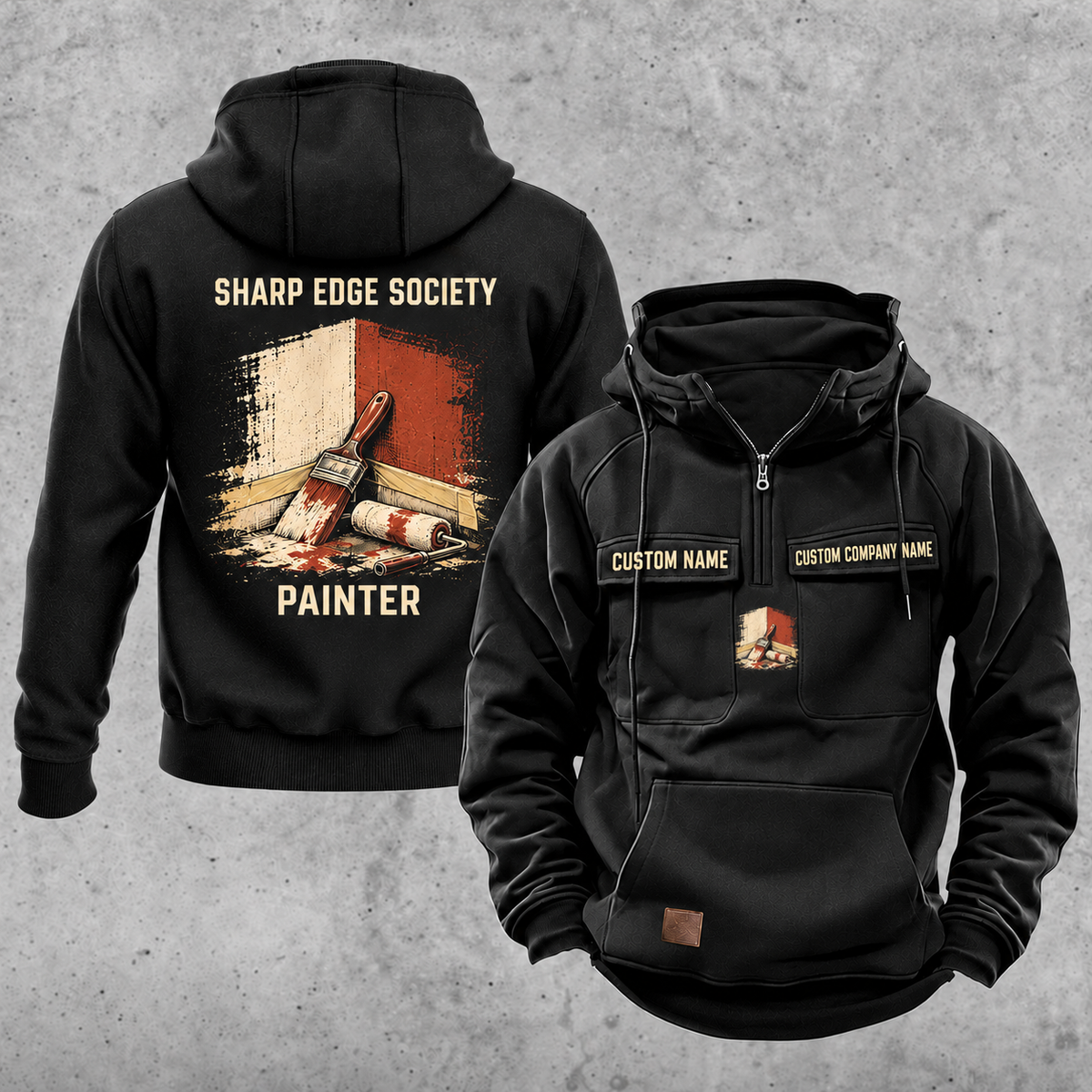 Personalized Painter Sharp Edge Society Vintage Hoodie — Black variant