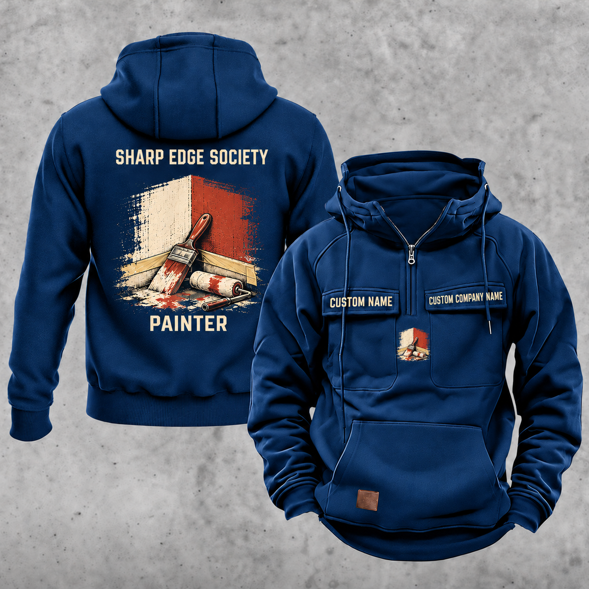 Personalized Painter Sharp Edge Society Vintage Hoodie — Dark Blue variant