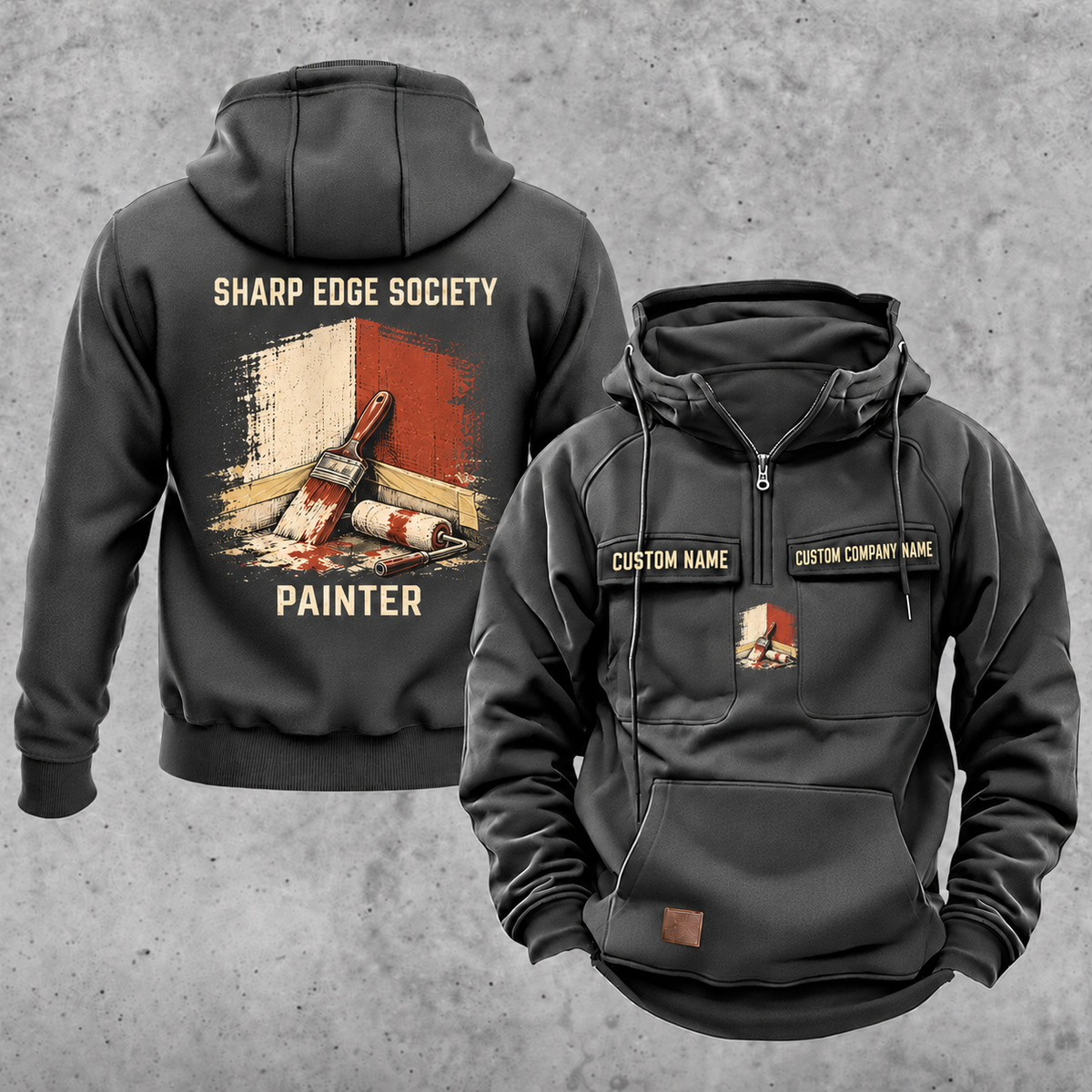 Personalized Painter Sharp Edge Society Vintage Hoodie — Dark Gray variant