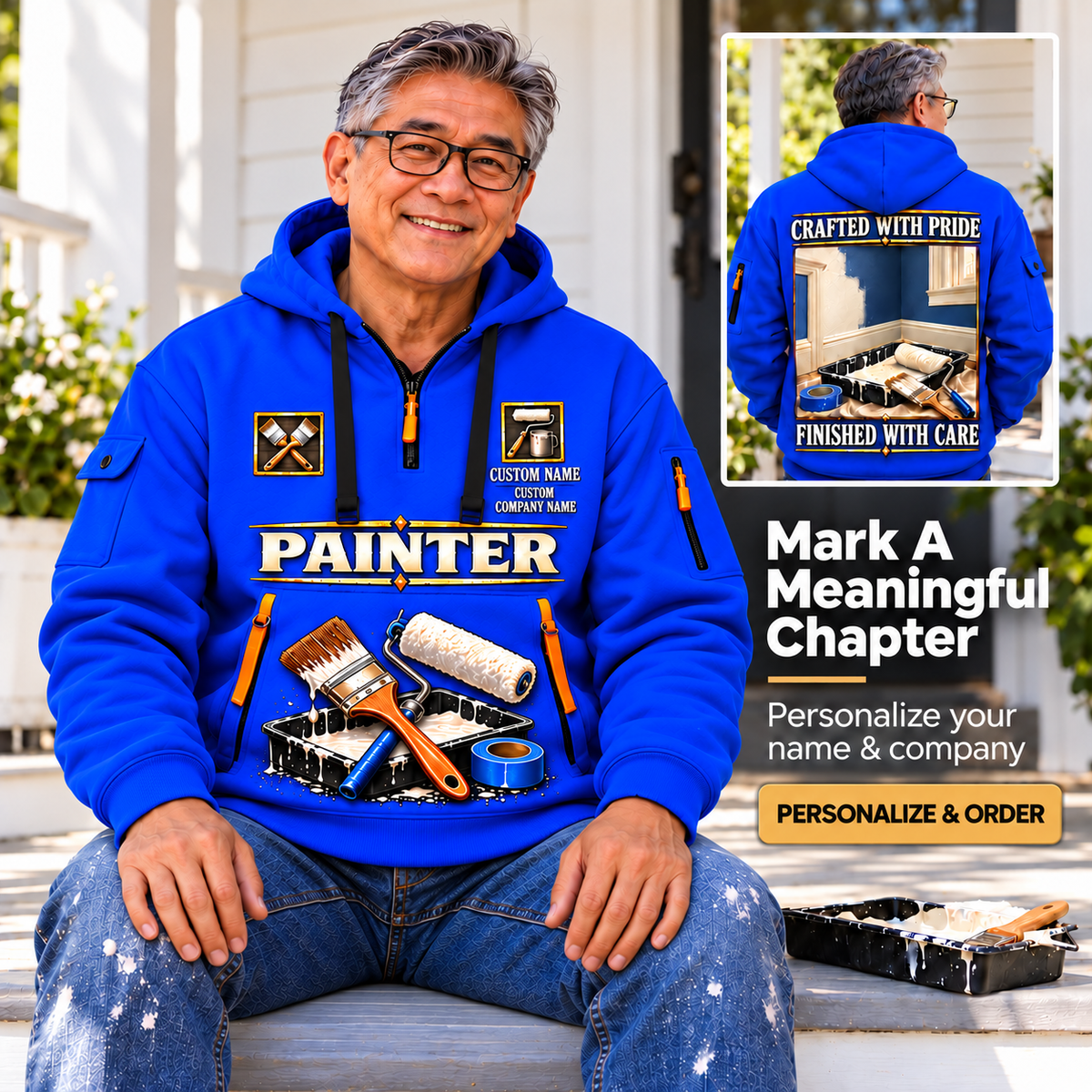 Personalized Painter Made With Care Quarter Zip Hoodie — dedicated listing hero