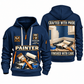 Personalized Painter Made With Care Quarter Zip Hoodie — Navy variant