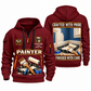 Personalized Painter Made With Care Quarter Zip Hoodie — Wine Red variant