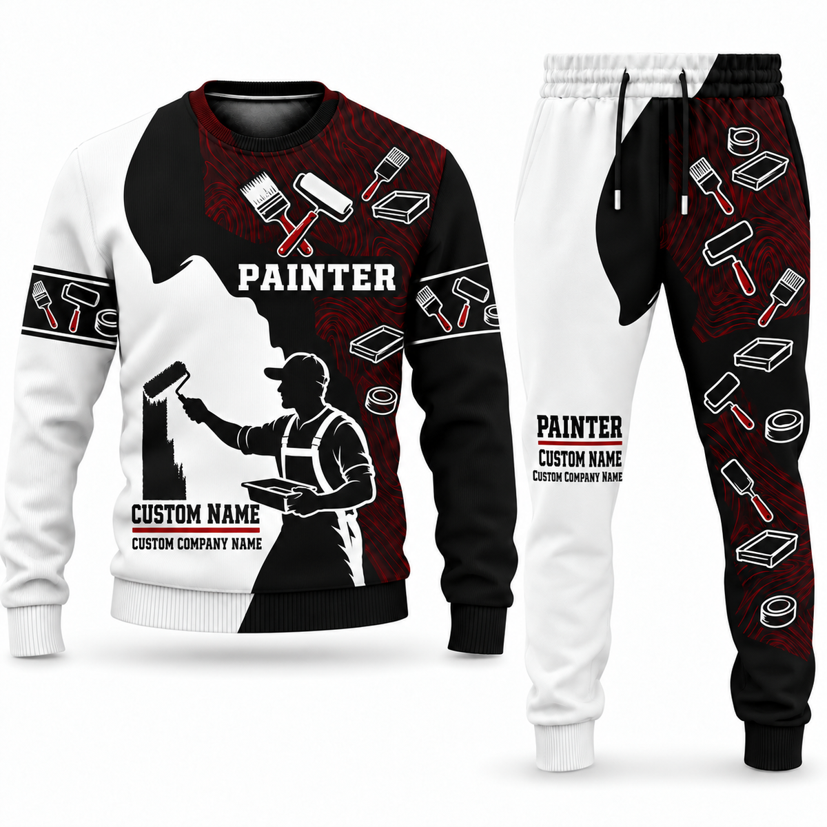 Personalized Painter Contrast Silhouette Sweater + Jogger Combo — Tools variant