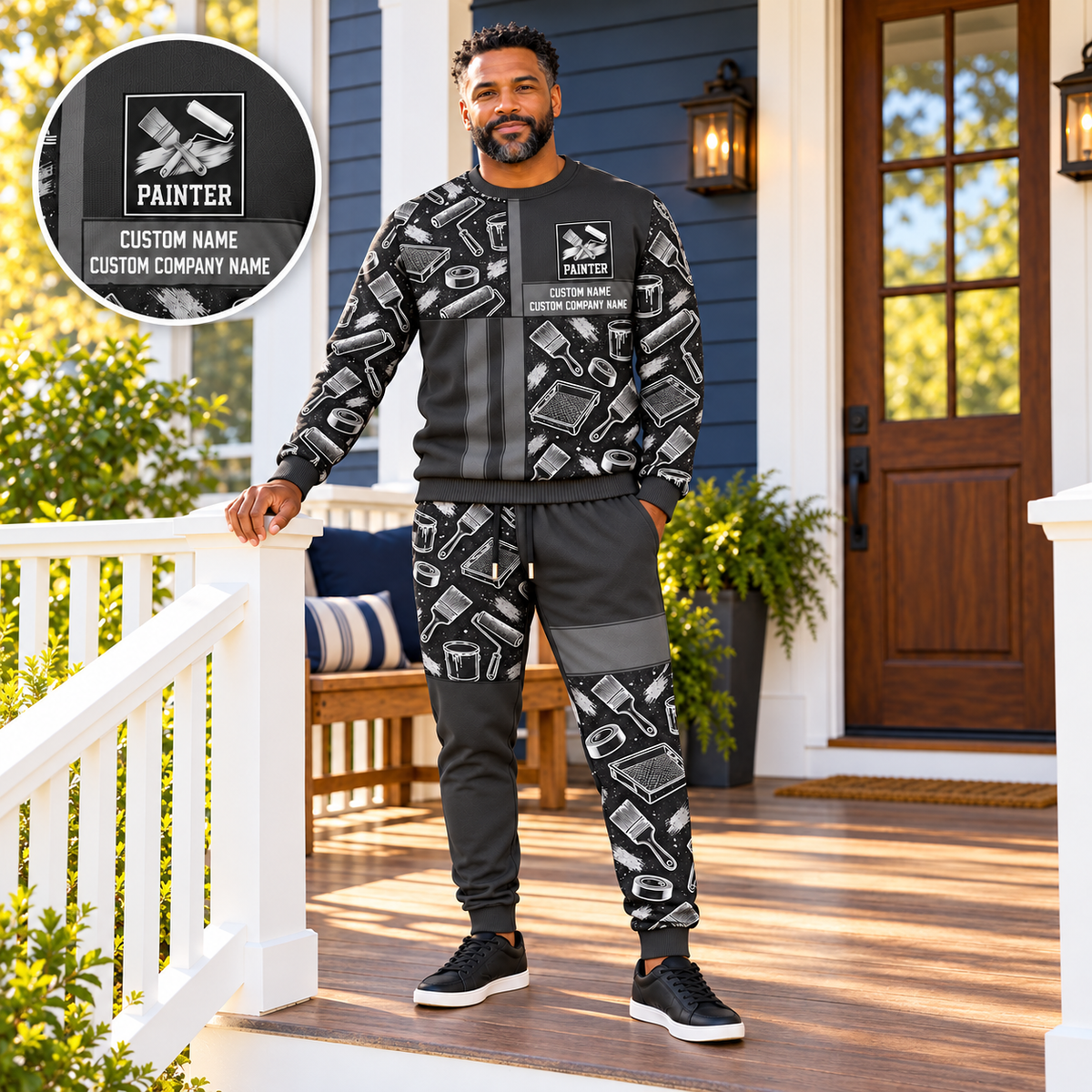Personalized Painter Geometric Panel Sweater + Jogger Combo — dedicated listing hero