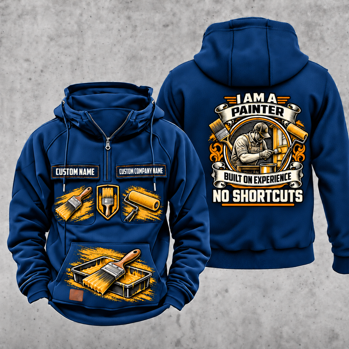 Personalized Painter Heritage Crest Vintage Hoodie — Dark Blue variant