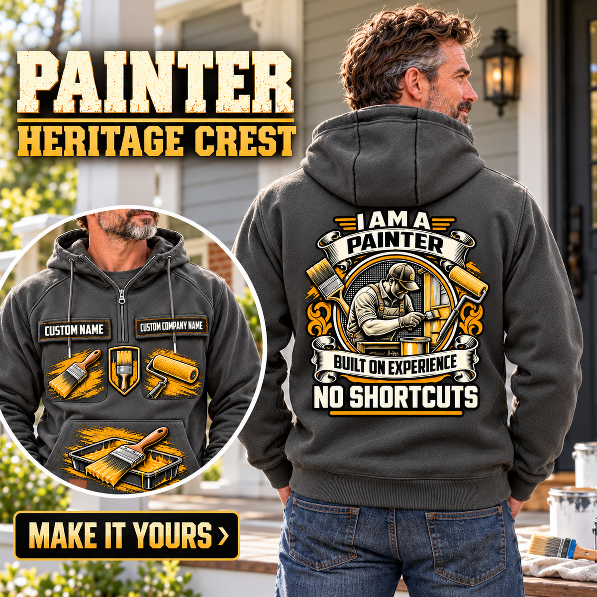 Personalized Painter Heritage Crest Vintage Hoodie — dedicated listing hero