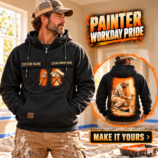 Personalized Painter Workday Portrait Vintage Hoodie — dedicated listing hero