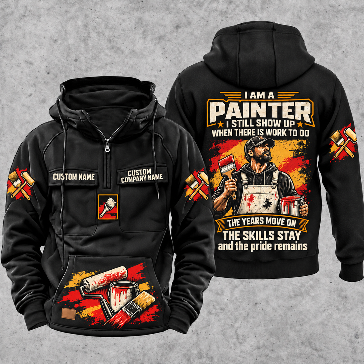 Personalized Painter Skills and Pride Vintage Hoodie — Black variant