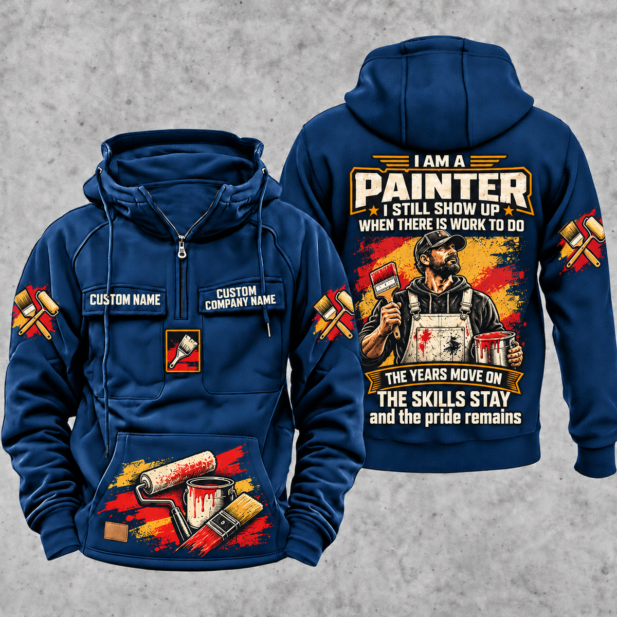 Personalized Painter Skills and Pride Vintage Hoodie — Dark Blue variant