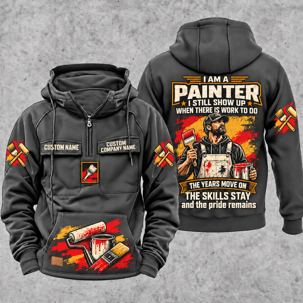Personalized Painter Skills and Pride Vintage Hoodie — Dark Gray variant