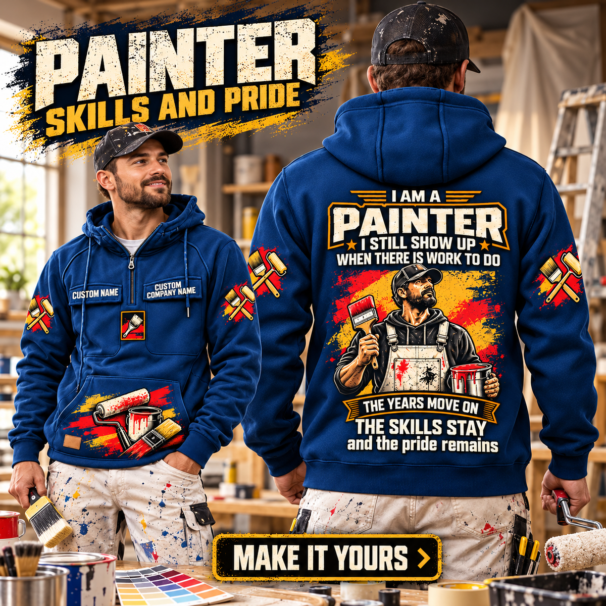 Personalized Painter Skills and Pride Vintage Hoodie — dedicated listing hero
