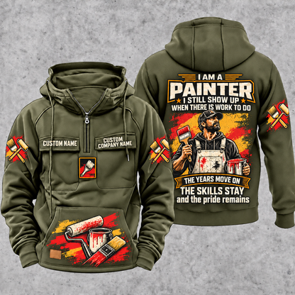 Personalized Painter Skills and Pride Vintage Hoodie — Military Green variant