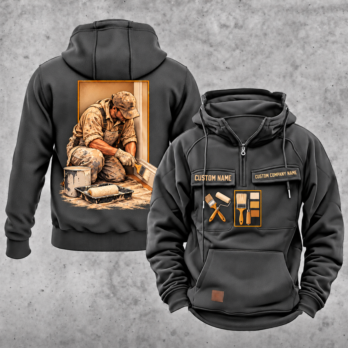 Personalized Painter Ready Every Day Portrait Vintage Hoodie — Dark Gray variant