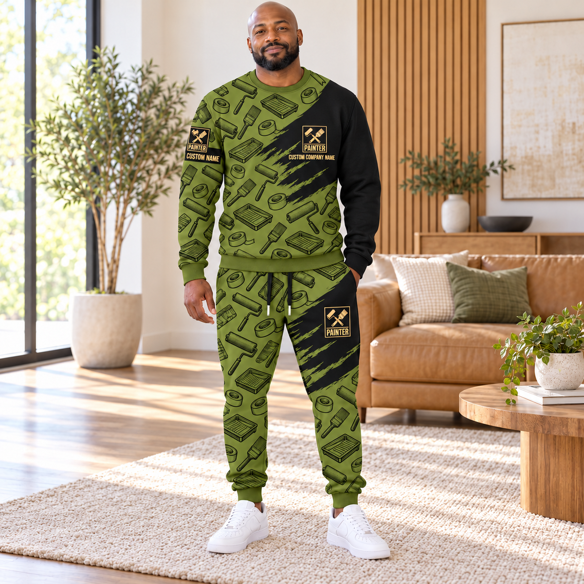 Personalized Painter Diagonal Brush Sweater + Jogger Combo — dedicated listing hero