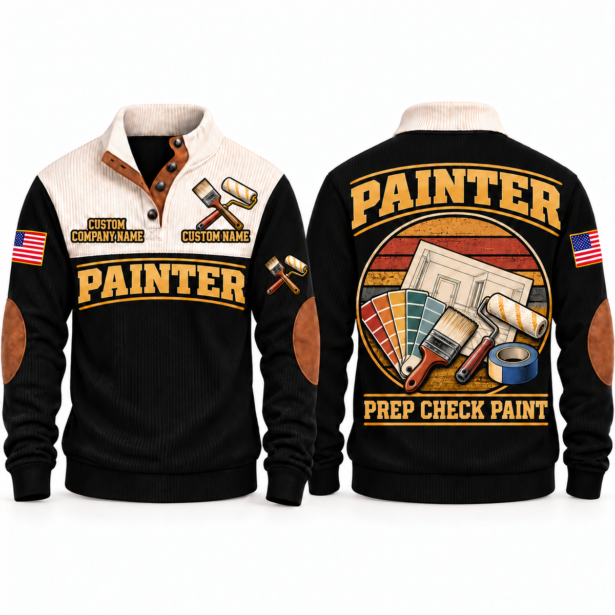 Personalized Painter Prep Check Paint Sports Sweatshirt — Black variant