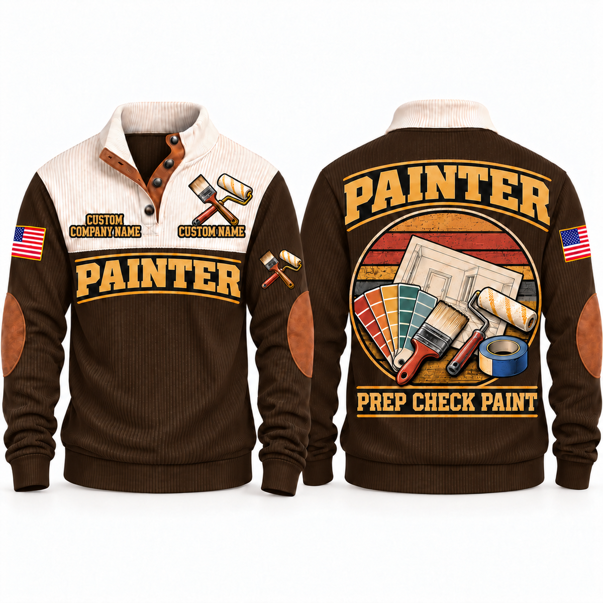 Personalized Painter Prep Check Paint Sports Sweatshirt — Brown variant