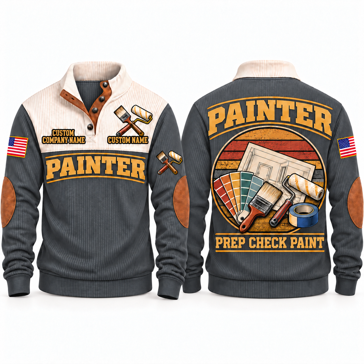 Personalized Painter Prep Check Paint Sports Sweatshirt — Grey variant