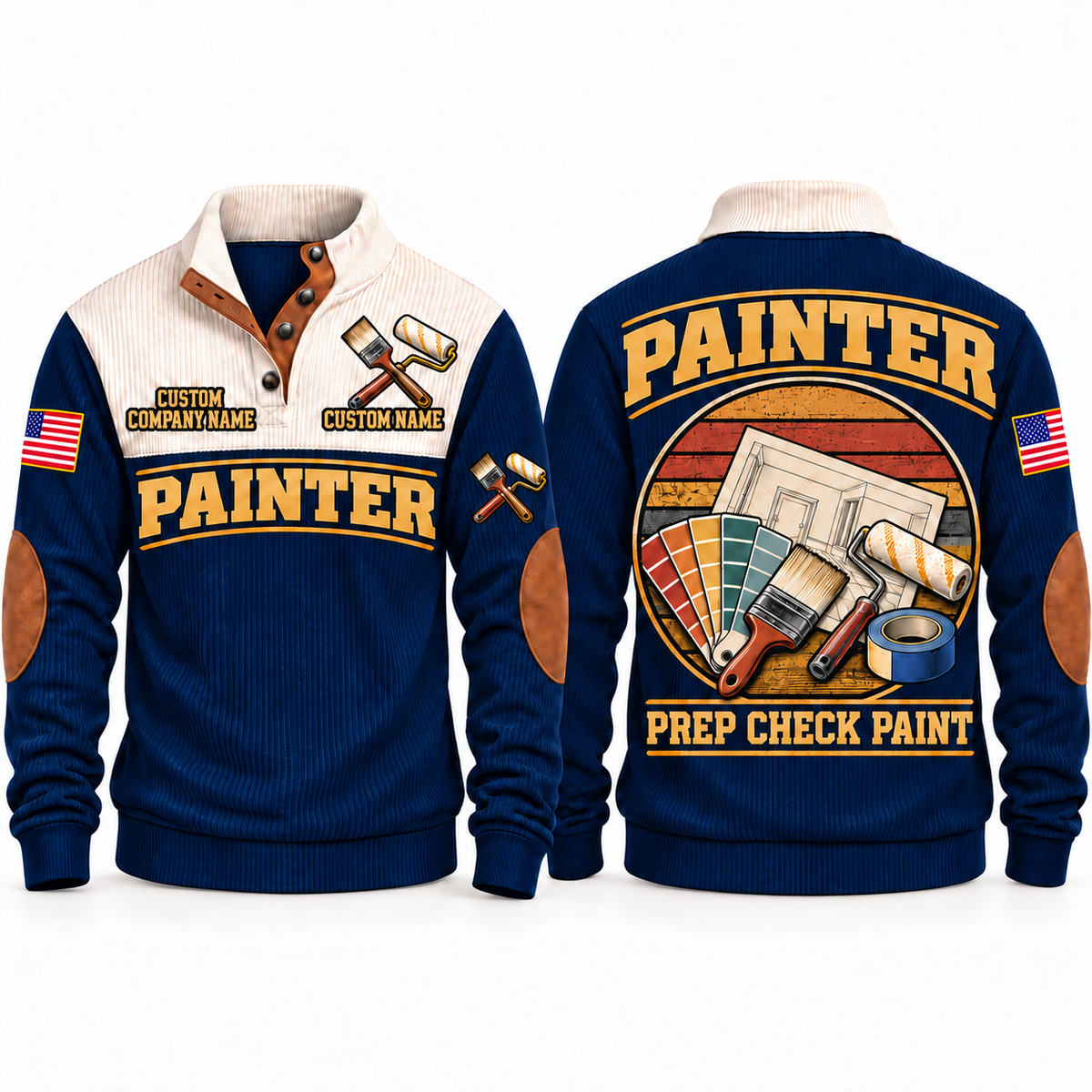Personalized Painter Prep Check Paint Sports Sweatshirt — Navy variant
