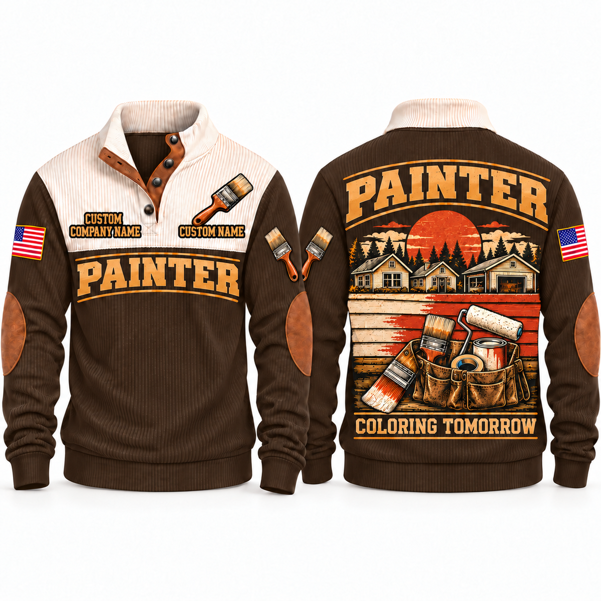 Personalized Painter Coloring Tomorrow Sports Sweatshirt — Brown variant