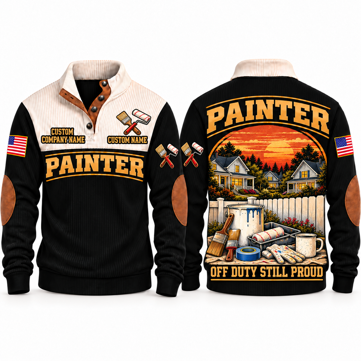 Personalized Painter Shift Finished Sports Sweatshirt — Black variant