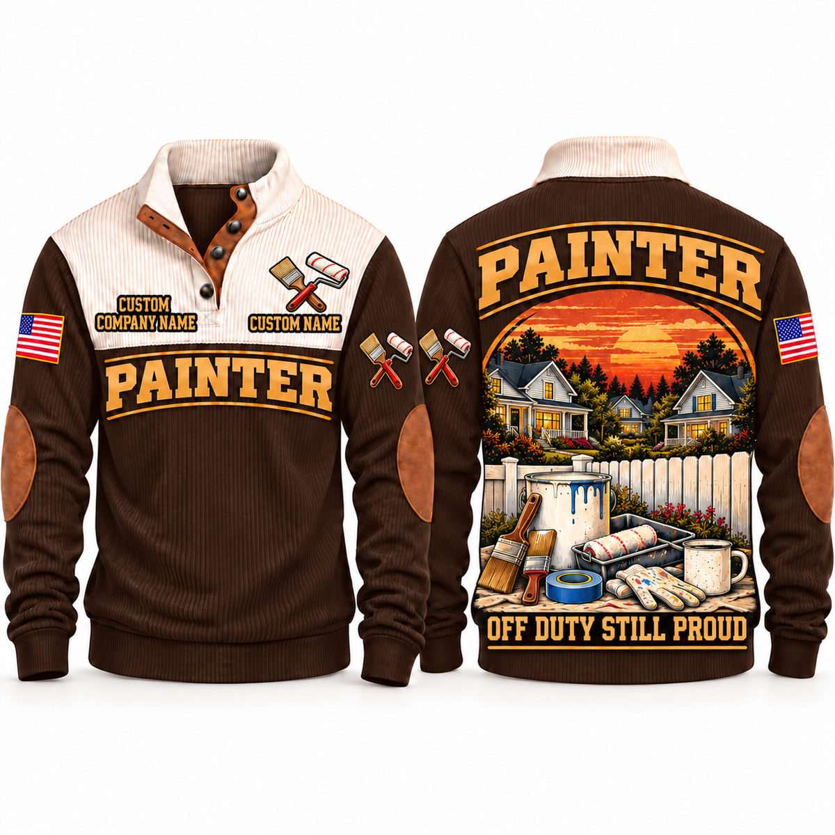 Personalized Painter Shift Finished Sports Sweatshirt — Brown variant