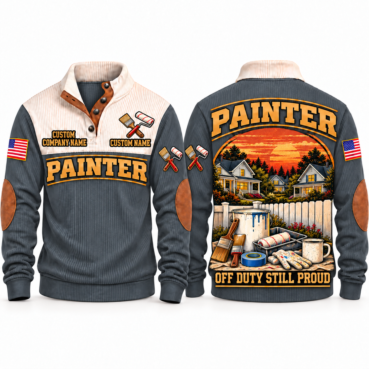 Personalized Painter Shift Finished Sports Sweatshirt — Grey variant