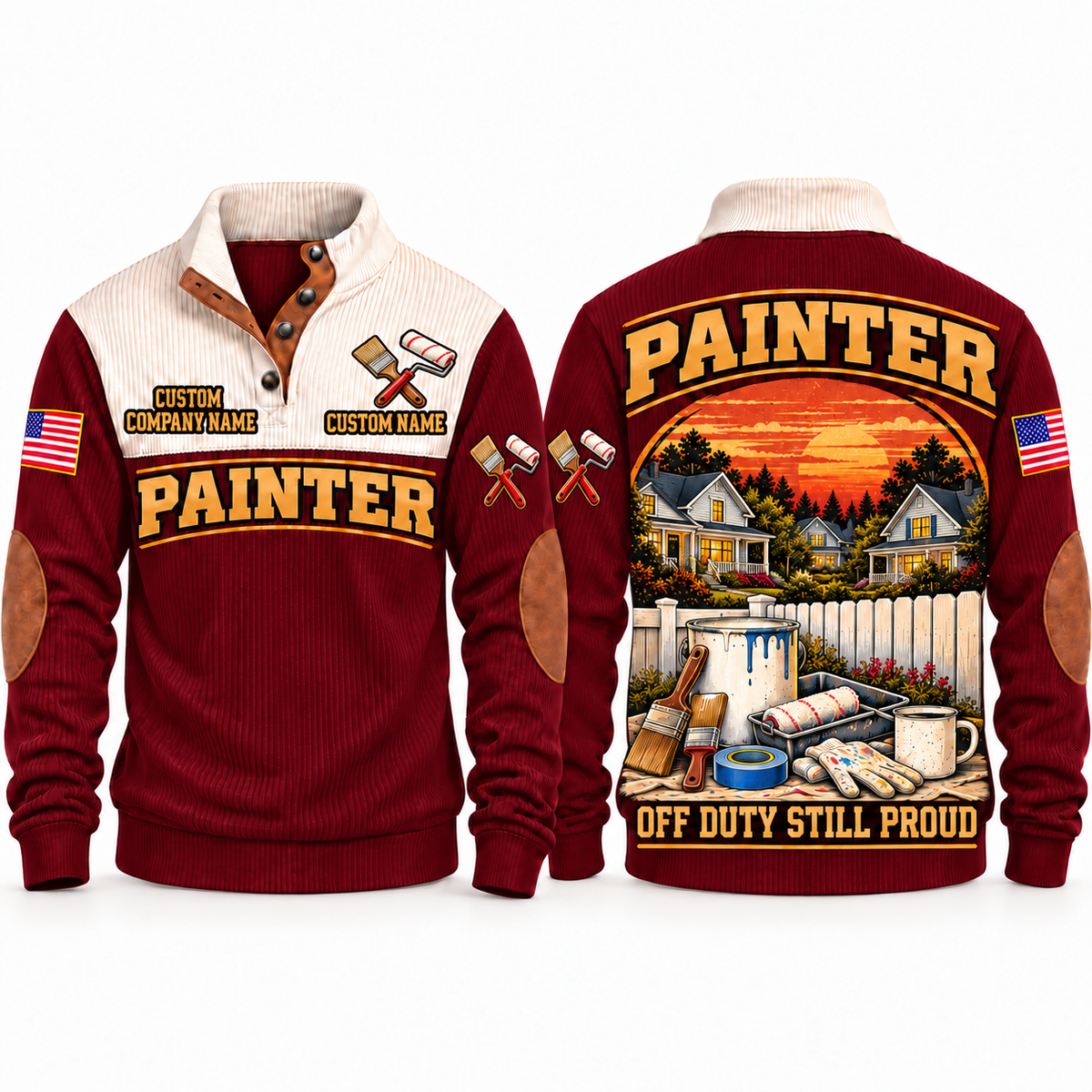 Personalized Painter Shift Finished Sports Sweatshirt — Jujube Red variant