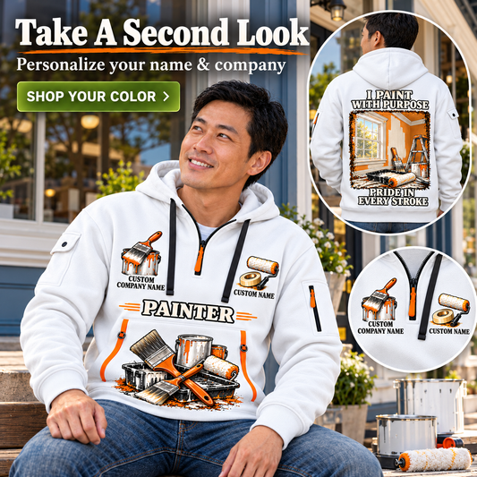 Personalized Painter Work with Purpose Quarter Zip Hoodie — dedicated listing hero