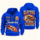 Personalized Painter Never Stops Quarter Zip Hoodie — Blue variant