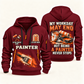 Personalized Painter Never Stops Quarter Zip Hoodie — Wine Red variant