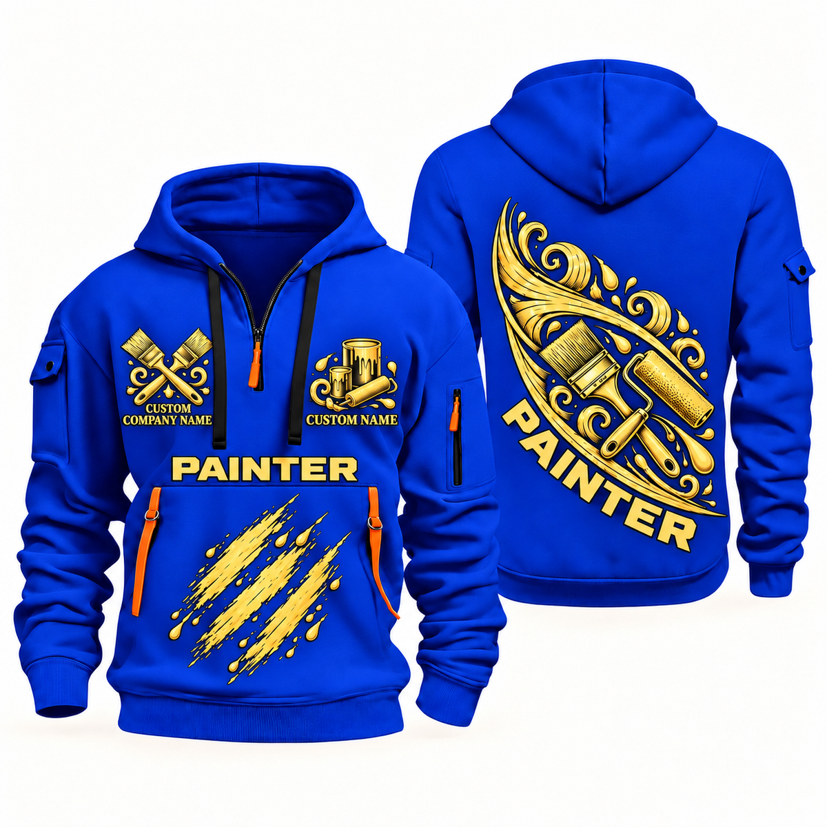 Personalized Painter Craft in Motion Quarter Zip Hoodie — Blue variant