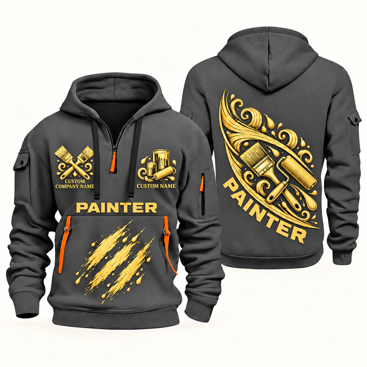 Personalized Painter Craft in Motion Quarter Zip Hoodie — Gray variant