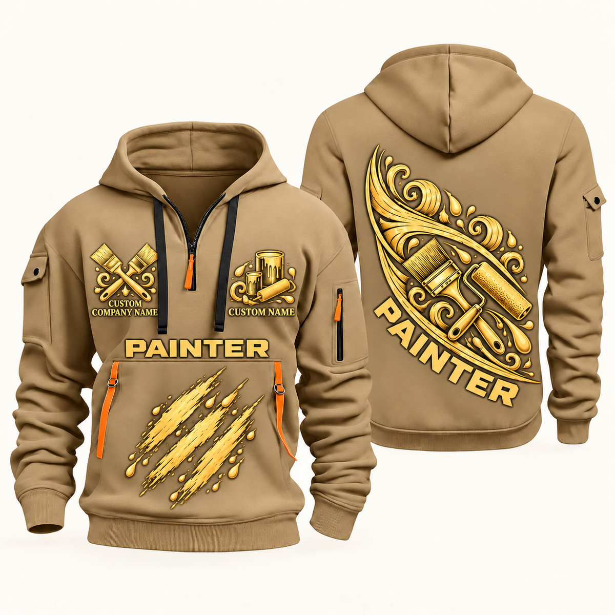Personalized Painter Craft in Motion Quarter Zip Hoodie — Khaki variant