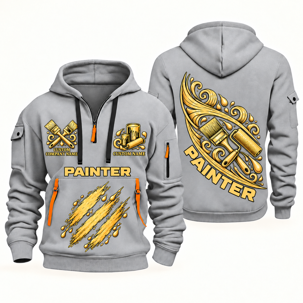 Personalized Painter Craft in Motion Quarter Zip Hoodie — Light Grey variant