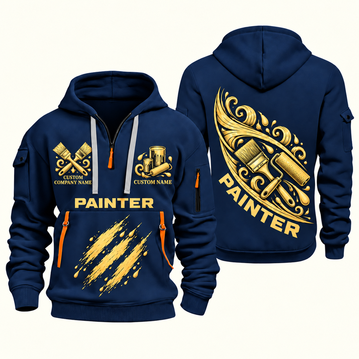 Personalized Painter Craft in Motion Quarter Zip Hoodie — Navy variant