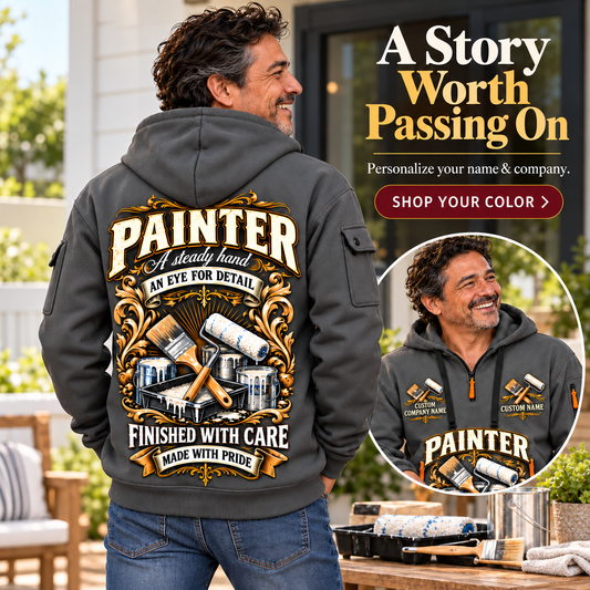 Personalized Painter Steady Hands Quarter Zip Hoodie — dedicated listing hero