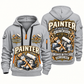 Personalized Painter Steady Hands Quarter Zip Hoodie — Light Grey variant