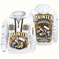 Personalized Painter Steady Hands Quarter Zip Hoodie — White variant