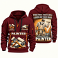 Personalized Painter Finished with Pride Quarter Zip Hoodie — Wine Red variant