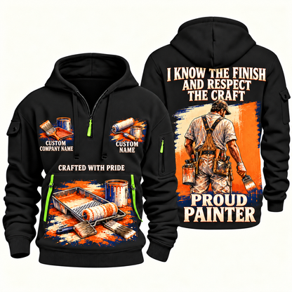 Personalized Painter Respect the Craft Quarter Zip Hoodie — Black variant